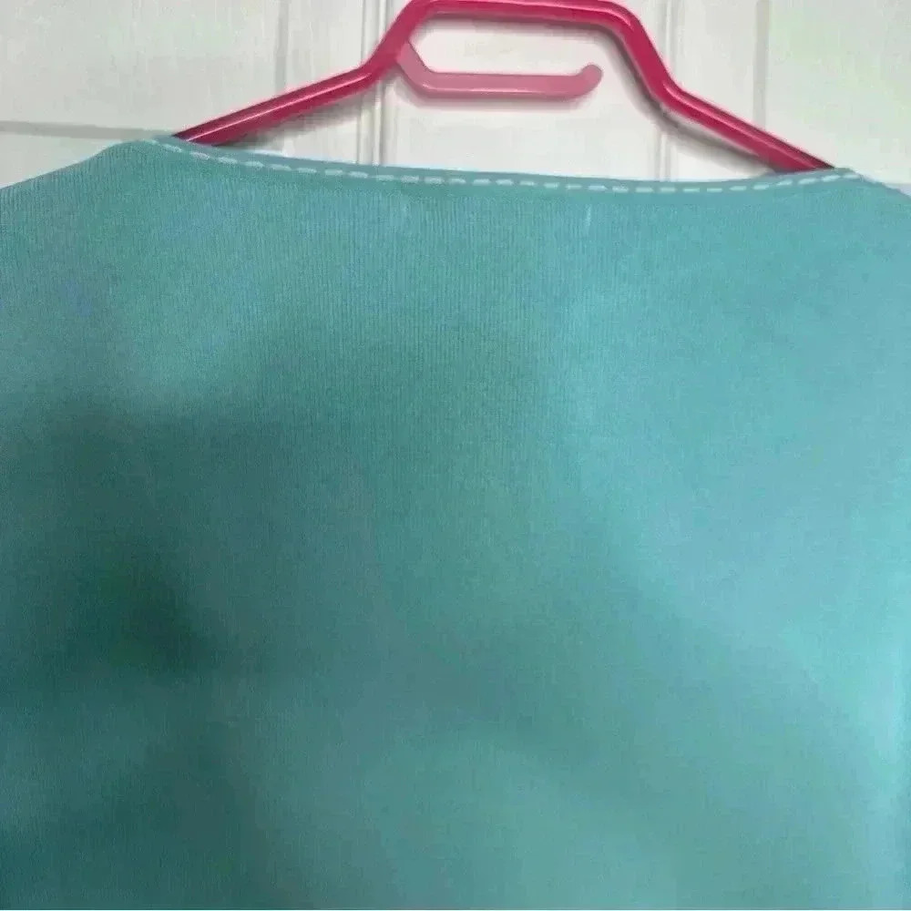 Nygard Collection Sweater Keyhole Neckline Blue & White Size Large - Picture 15 of 16